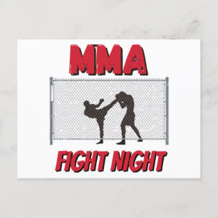 MMA Fight Natttext och Silhouette of Two Fighter Helg Vykort