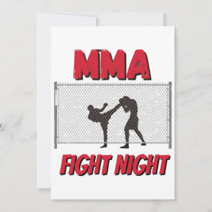 MMA Fight Natttext och Silhouette of Two Fighter Inbjudningar
