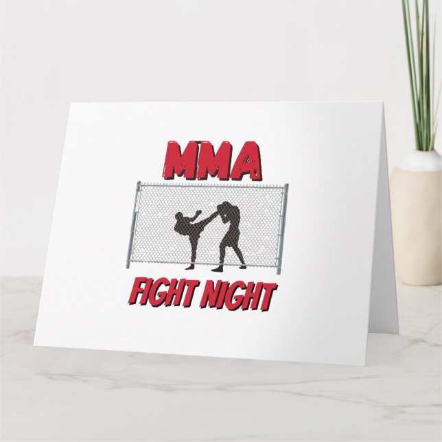 MMA Fight Natttext och Silhouette of Two Fighter Kort (Framsida)