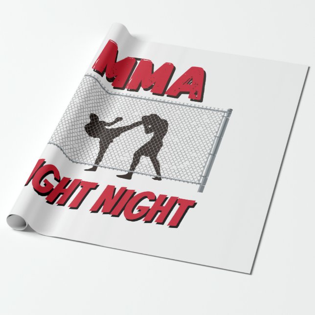 MMA Fight Natttext och Silhouette of Two Fighter Presentpapper (Utrullad)