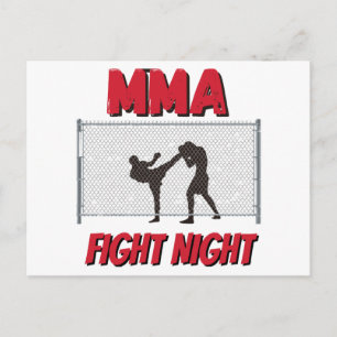 MMA Fight Natttext och Silhouette of Two Fighter Vykort