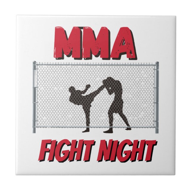 MMA Fight Night-text och siluett av två fighters Kakelplatta (Framsidan)