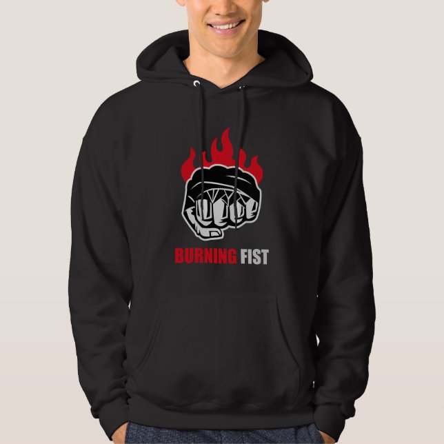 MMA Fighter Burning Fist Hoodie (Framsida)