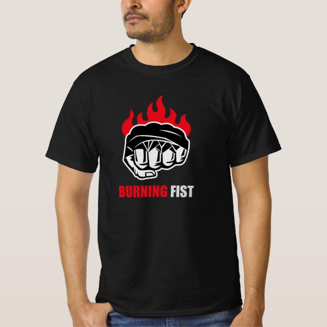 MMA Fighter Burning Fist T Shirt (Framsida)