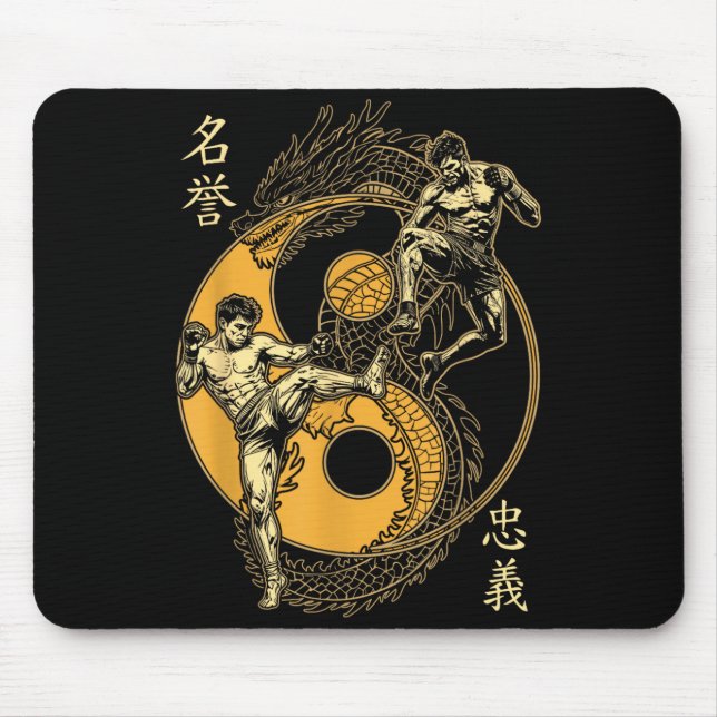 MMA Fighter Dragon Yin Yang Knä Kick Mixed Musmatta (Framsidan)