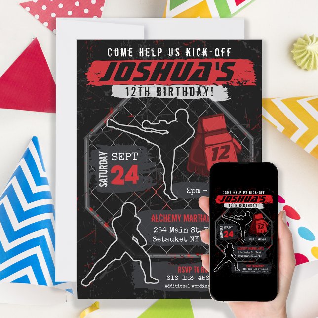 MMA Karate Ninja Barns födelsedag Party Inbjudningar (Skapare uppladdad)