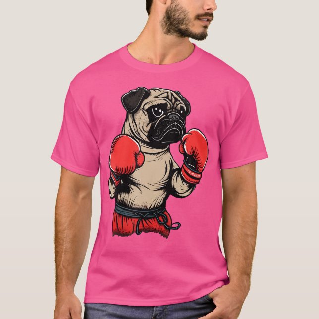 Mma Kickboxer Pug Hund Boxing Gves Kickboxing Box T Shirt (Framsida)