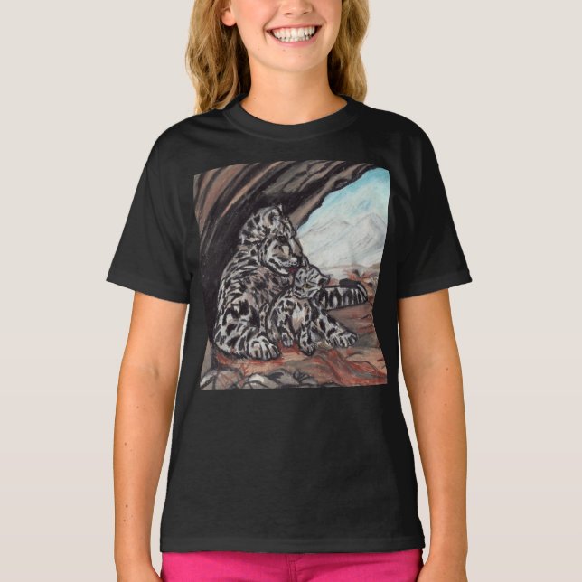 MMA OCH UNGE SNÖ LÖPARD överst. T Shirt (Framsida)