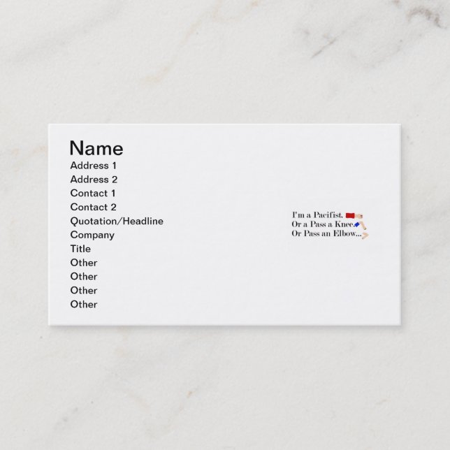 MMA Pacifist Humor Design Visitkort (Framsida)