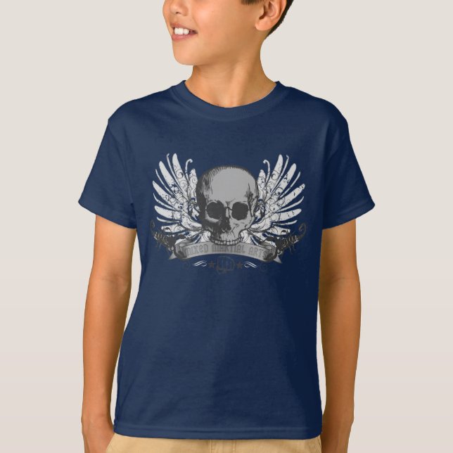 MMA Skull, enmansskjorta - grått Tee Shirt (Framsida)