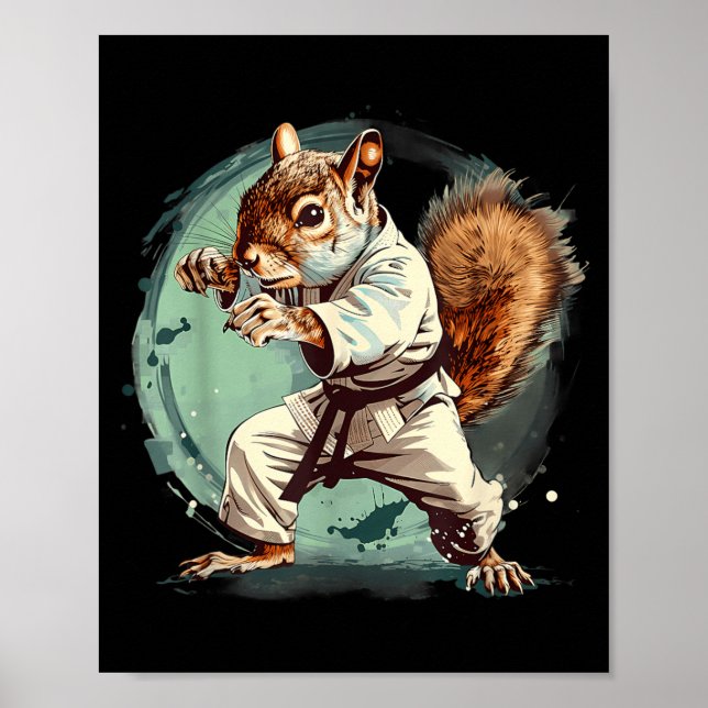 MMA Squirrel Jiu-Jitsu Judo Kung Fu Kickboxning Poster (Framsidan)