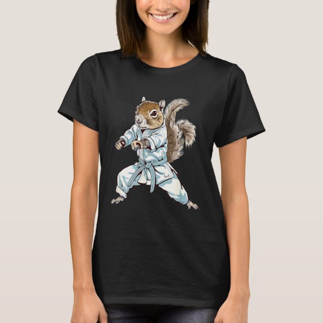 Mma Squirrel Taekwondo Jiu-Jitsu Kickboxning T Shirt (Framsida)
