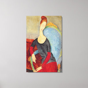 Mme Hebuterne i en blå stol, 1918 Canvastryck