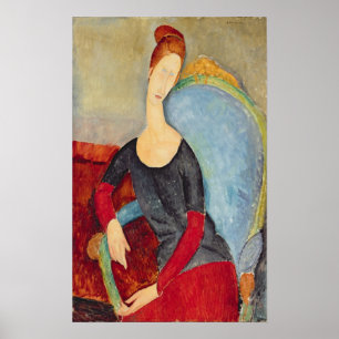Mme Hebuterne i en blåttstol, 1918 Poster