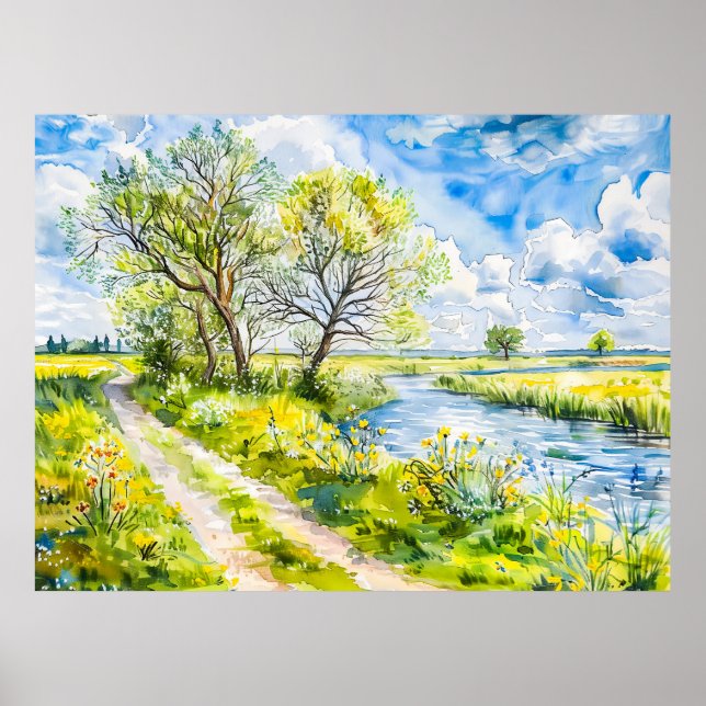 Mmer stig vid Havel Havelland Akvarell stil Poster (Framsidan)