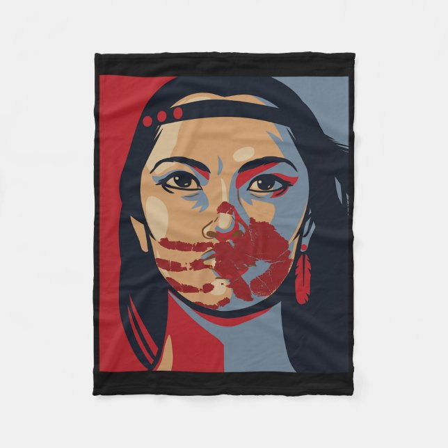 Mmiw Awareness Inown Woman Art Stolen Sisters Fleecefilt (Framsidan)