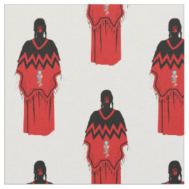 MMIW Kwe med Red Hand Mönster White Fabric Tyg