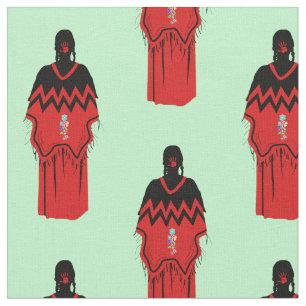 MMIW Kwe Red Hand Mönster Ljust grönt Tyg