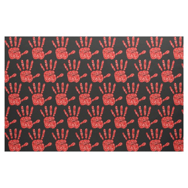 MMIW Red Hand Jeweled Mönster Black Tyg (Fat Quarter)