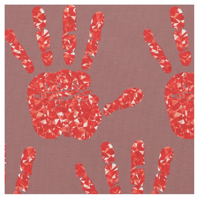 MMIW Red Hand Jeweled Mönster Brick Red Tyg (Närbild)