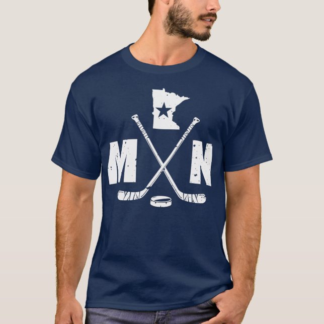 Mn Hockey, delstaten Ice Hockey Gift T Shirt (Framsida)