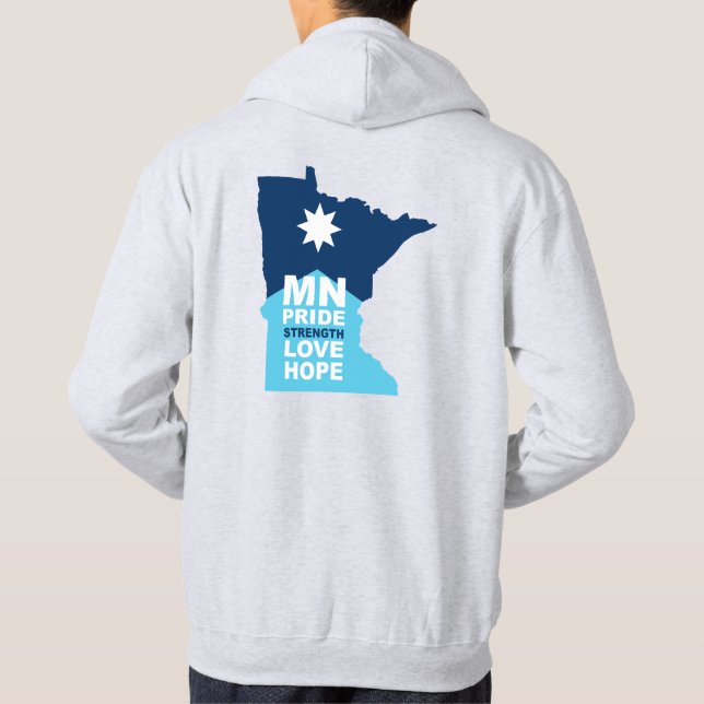MN Loon Rising - MN Pride, Strength, Love & Hope Hoodie (Baksida)