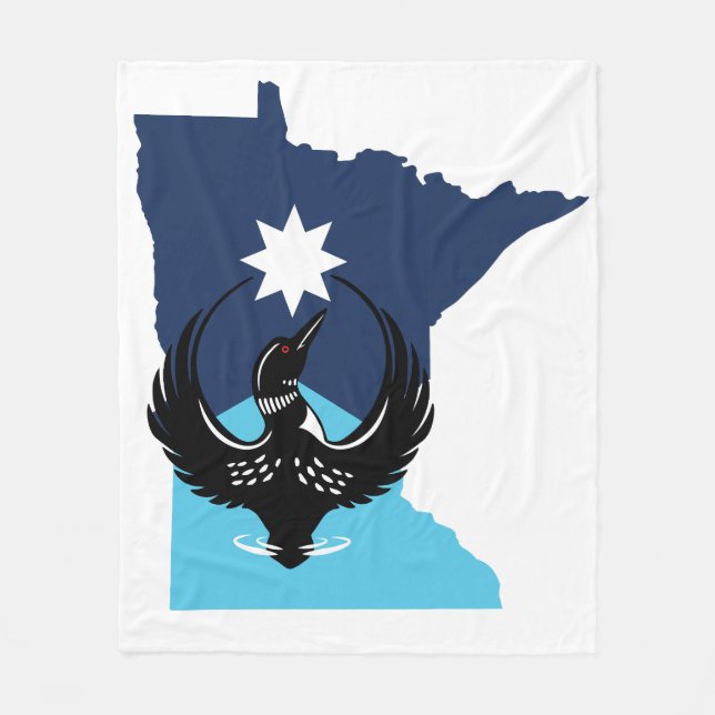MN Loon Rising - MN State flag Fleecefilt (Framsidan)