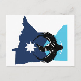 MN Loon Rising - MN State flag Helg Vykort