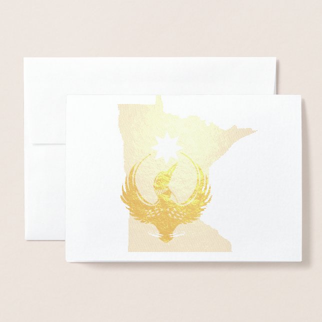 MN Loon Rising - MN Statsflagga Folierat Kort (Framsida med kuvert)