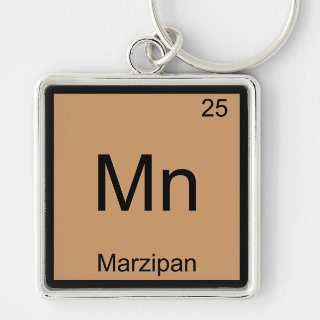 Mn - Marzipan Funny Chemistry Inslag Symbol Tee Fyrkantig Silverfärgad Nyckelring (Framsidan)