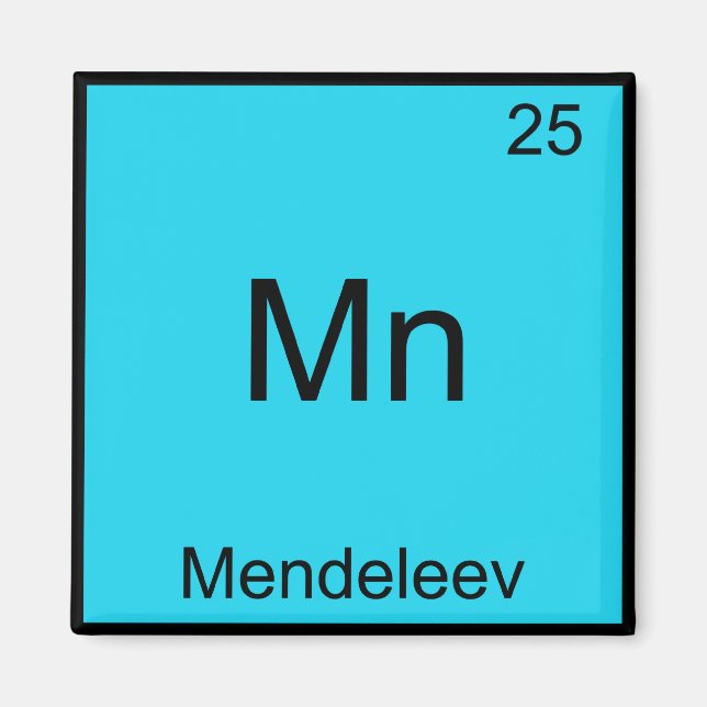 Mn - Mendeleev Roligt Grundämne Kemisymbol T-shirt Magnet (Framsidan)