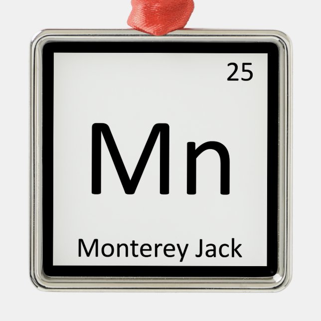 Mn - Monterey Jack Cheese Chemistry Periodic Bord Julgransprydnad Metall (Framsidan)