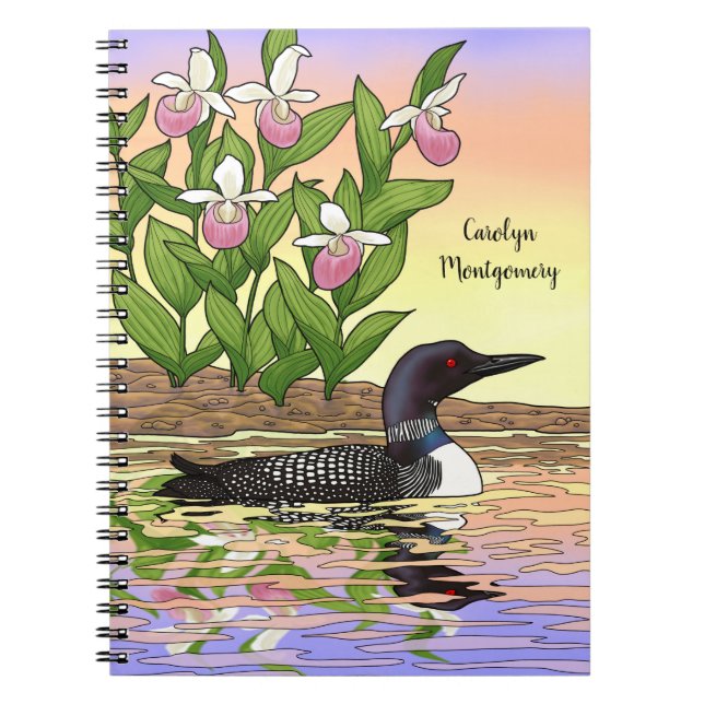 MN State Bird Flower Loon Dam Slipper Anteckningsbok (Framsidan)