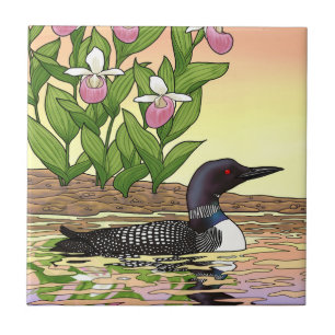 MN State Bird Flower Loon Dam Slipper Kakelplatta
