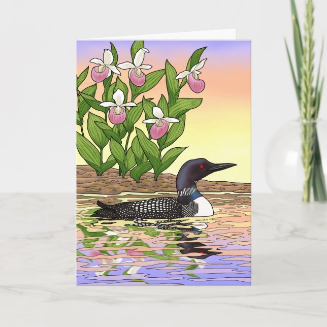 MN State Bird Flower Loon Dam Slipper Kort (Framsida)