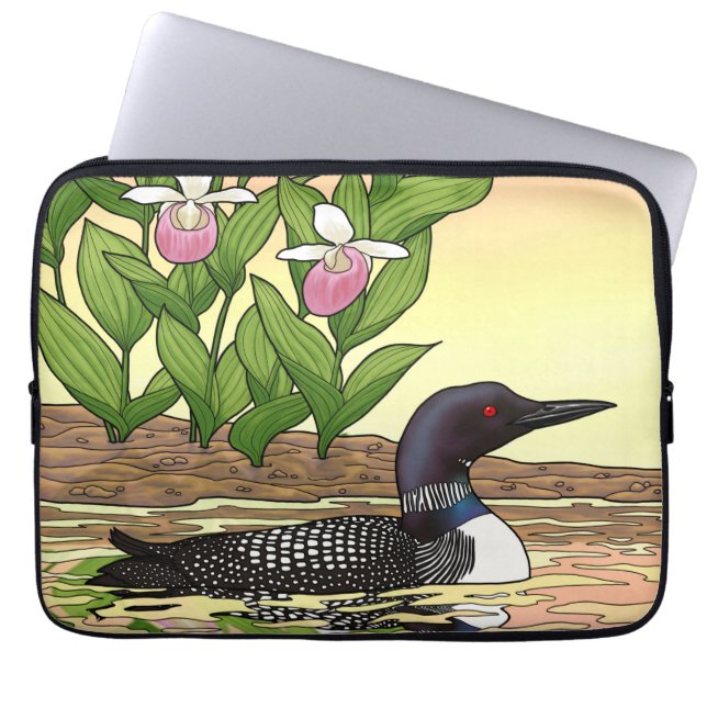 MN State Bird Flower Loon Dam Slipper Laptop Fodral (Framsidan)