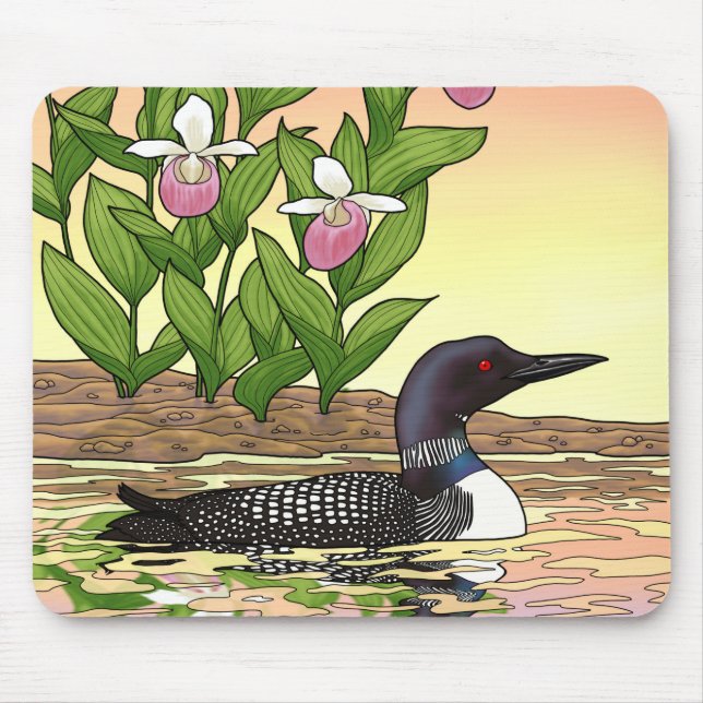 MN State Bird Flower Loon Dam Slipper Musmatta (Framsidan)