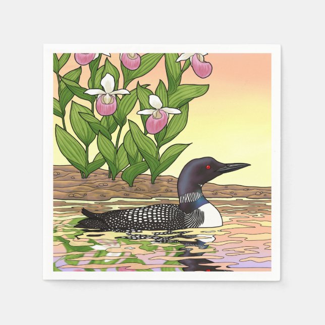 MN State Bird Flower Loon Dam Slipper Pappersservett (Framsidan)