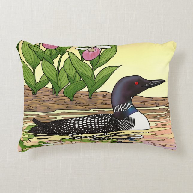MN State Bird Flower Loon Dam Slipper Prydnadskudde (Framsidan)