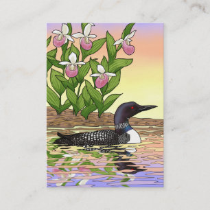 MN State Bird Flower Loon Dam Slipper Visitkort