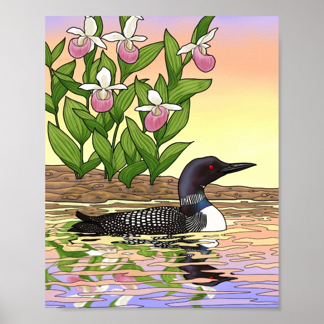 MN Statsfågel Blomma Storlom Guckusko Poster (Framsidan)