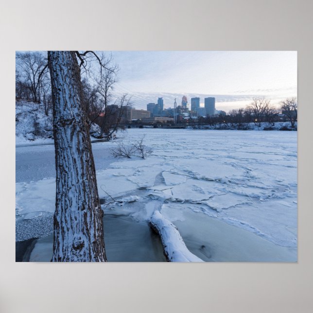 Mneapoliskyline och isig mississippi poster (Framsidan)