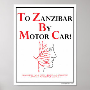Mnemoniskt: till Zanzibar med motorfordon Poster