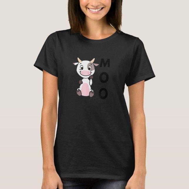 Mö Kalv Ko Gård Djur Nöt T Shirt (Framsida)