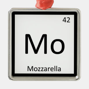 Mo - Mozzarella Cheese Chemistry Periodic Bord Julgransprydnad Metall