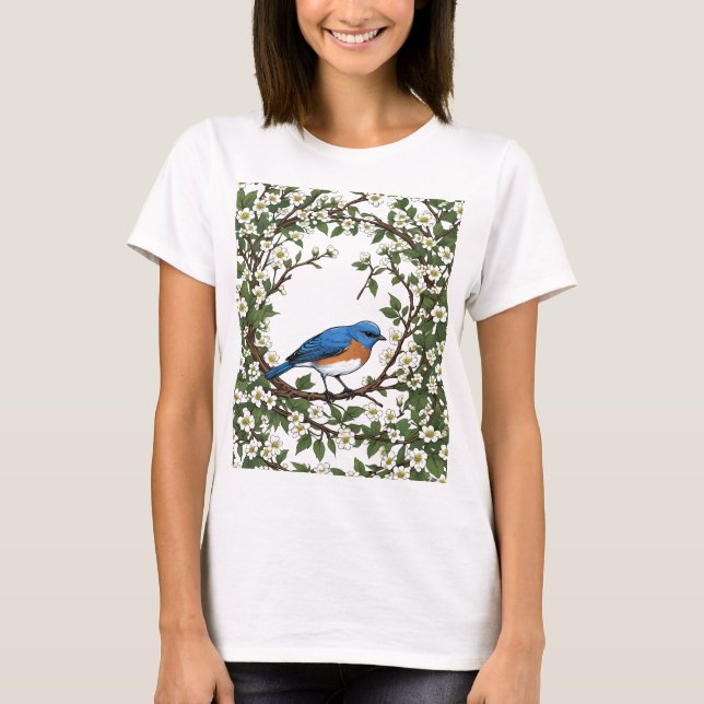 MO Sångfågel och hagtornskrans T Shirt (Framsida)