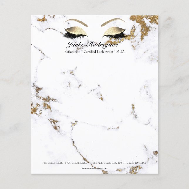 MOA Lash Makeup Stylist Guld Marble Flygblad (Framsidan)