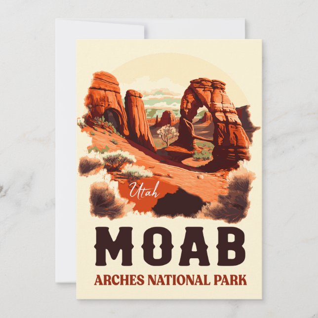 Moab Arches National Park Utah Delicate Arch Retro Inbjudningar (Framsida)