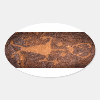 Moab Man Petroglyph Porträtt - Utah Ovalt Klistermärke