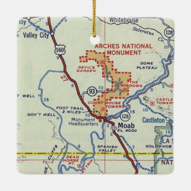 Moab Retro Karta Julgransprydnad Keramik (Baksida)